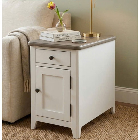 P2728 Collection 02 : Bộ 2 Bàn Trang Trí - Màu Trắng + Nâu